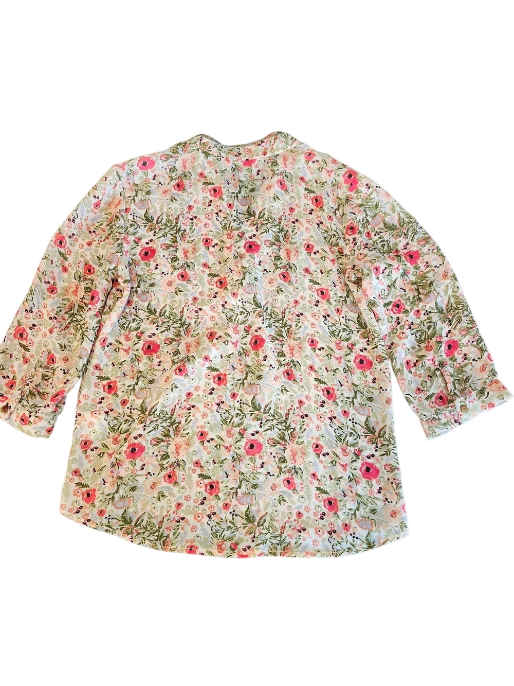 Women's Floral Cottagecore Romantic Coastal Boho Button-Front Blouse - M - Picture 6 of 11